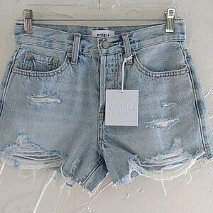 Pistola Nova Relaxed High Rise Cut Jean Shorts Button Fly Light Wash  New